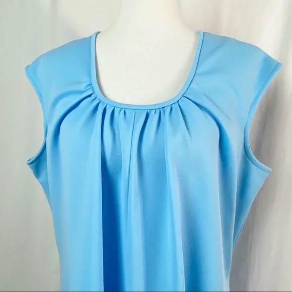 Vintage 70s Baby Blue Special Maxi Dress Capelet XL - Picture 8 of 9